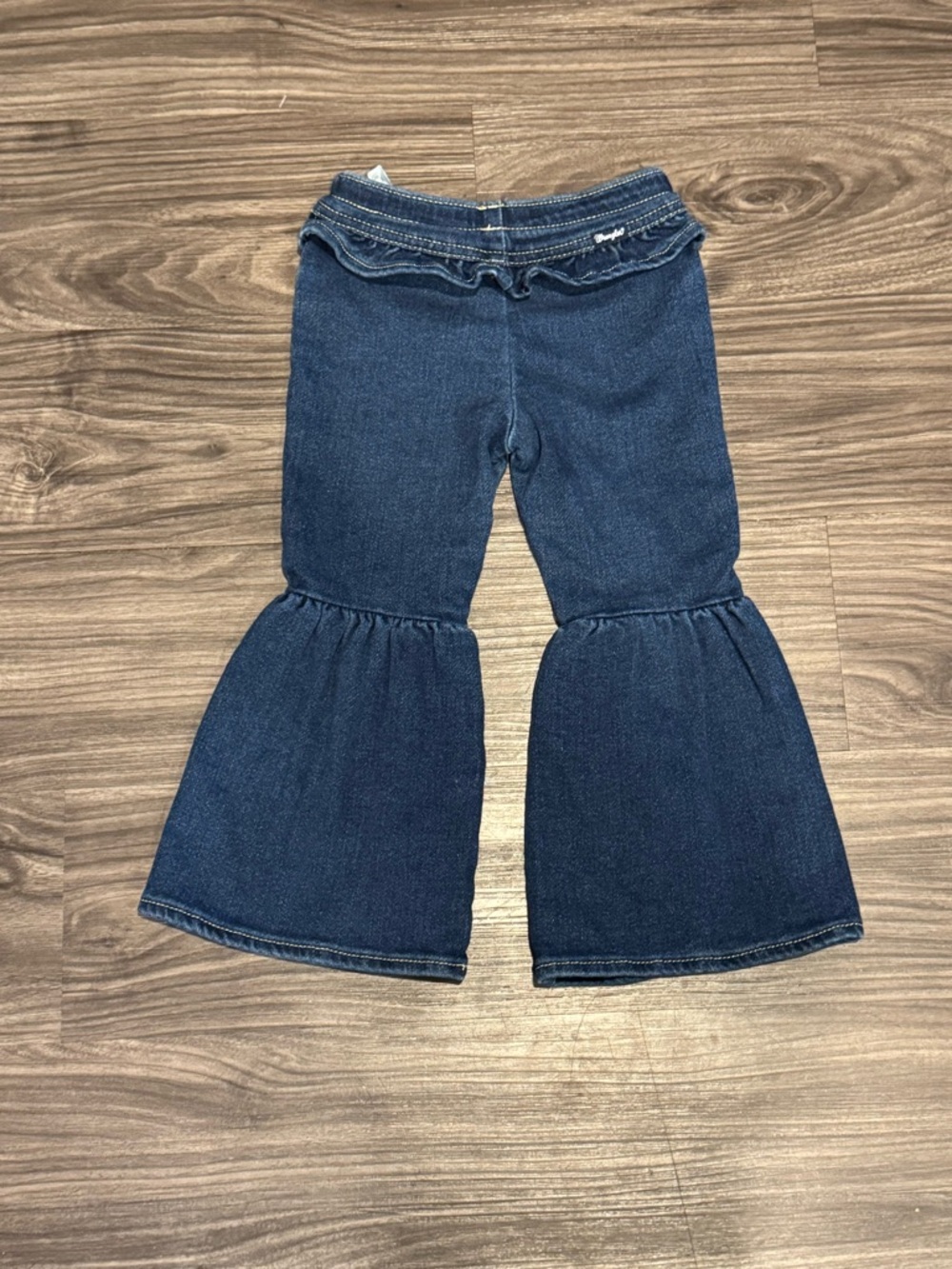 Wrangler Girls Size 3T Flare Blue Jeans with Ruffles - Picture 2 of 3